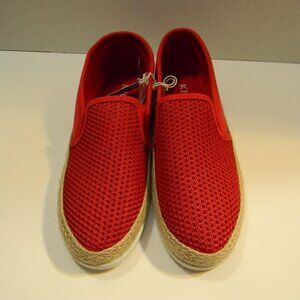 Kinetic Energy Red Mesh Slip-on Shoes Espadrille Rope Accent Flat Sole NWOB